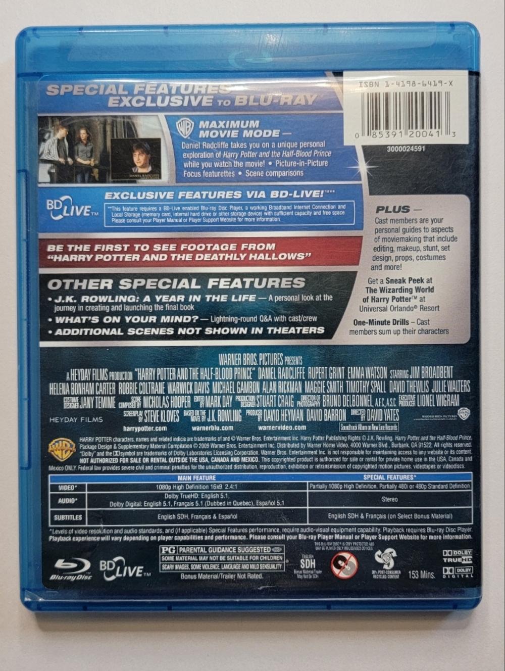 Harry Potter and the Half-Blood Prince Blu-ray - Blue Cover - Picture 2 of 3
